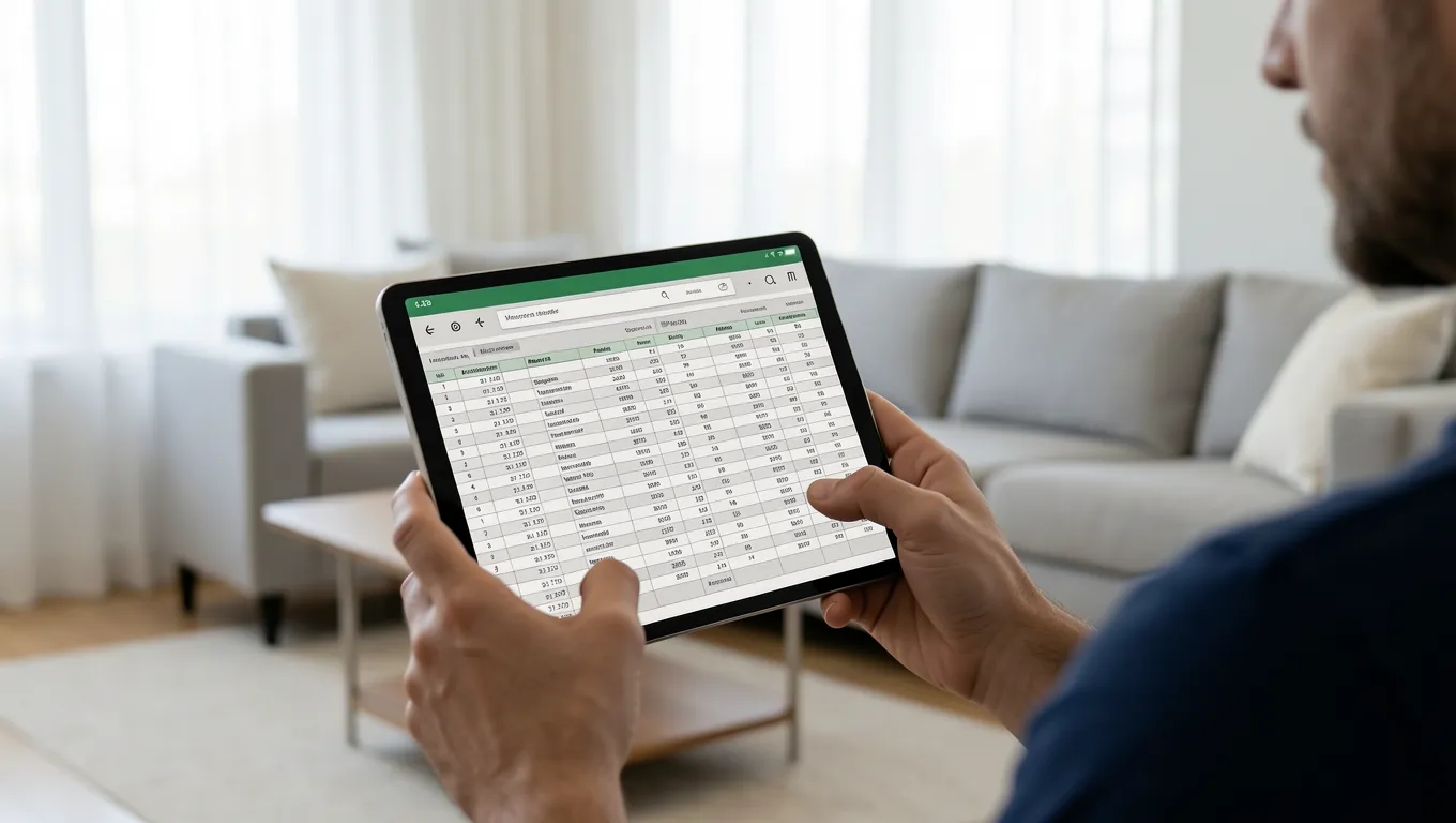 Person reviewing financial budget on a tablet