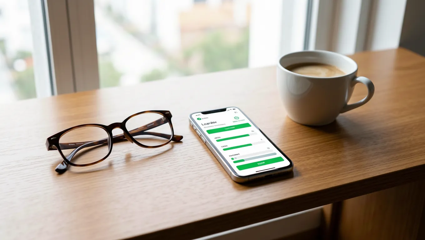 A digital interface showing easy personal loans online status on a mobile device