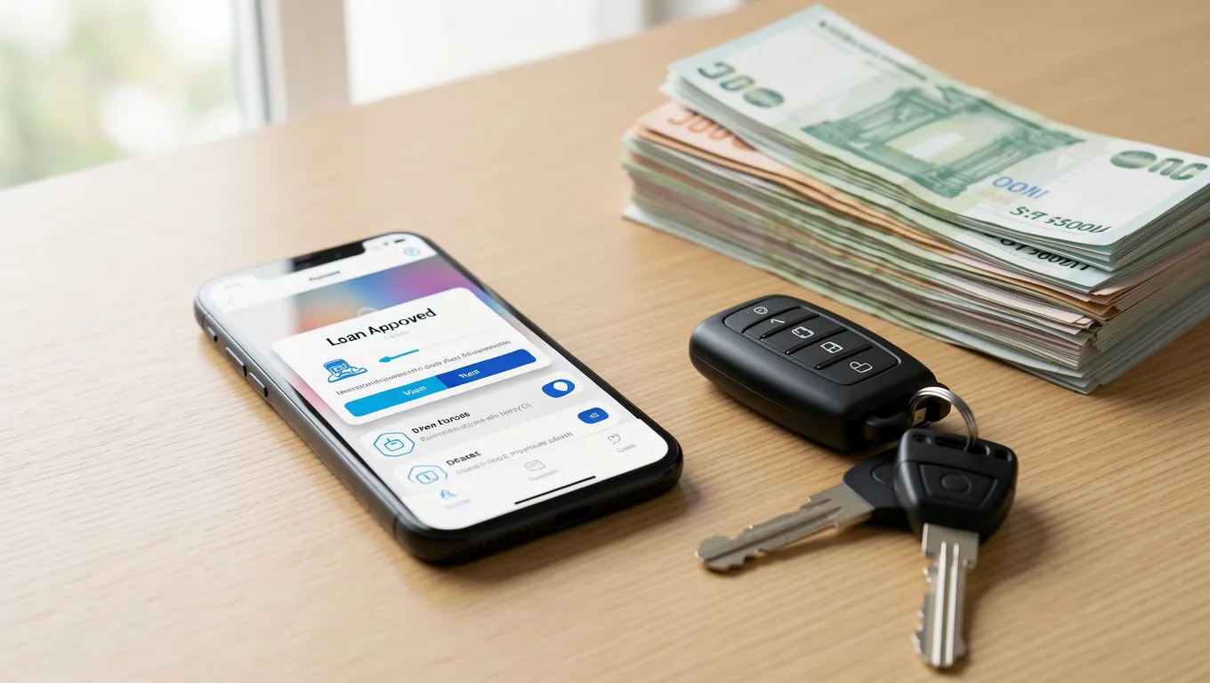 Smartphone showing a successful loan approval for fast approval personal loans