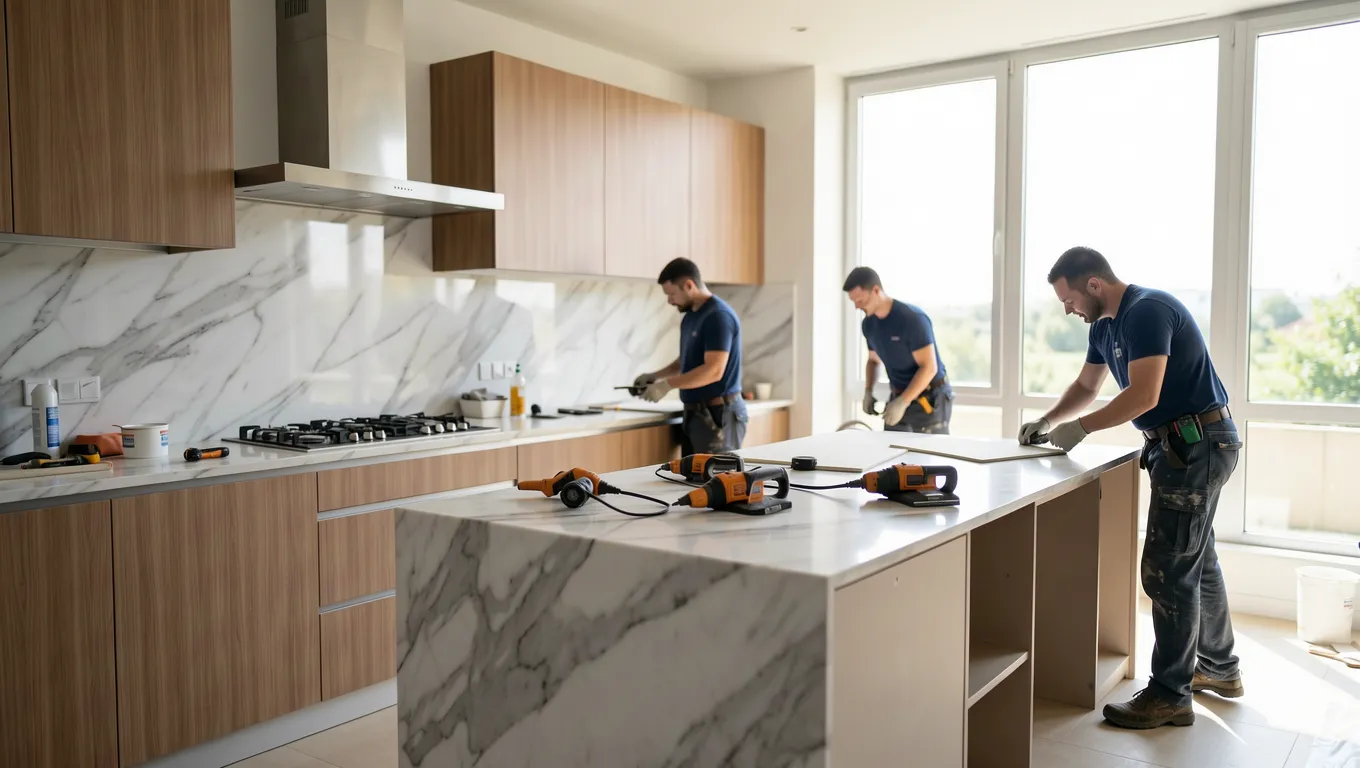 Renovating a modern kitchen using fixed rate personal loans.