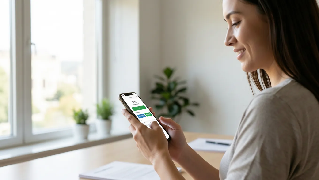 Relieved person viewing instant approval personal loans status on a smartphone.
