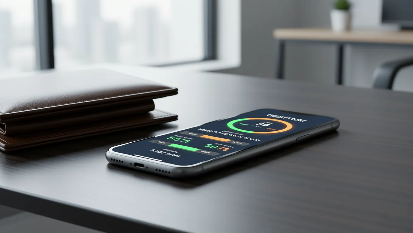 A mobile device showing a rising credit score for instant personal loans for bad credit.