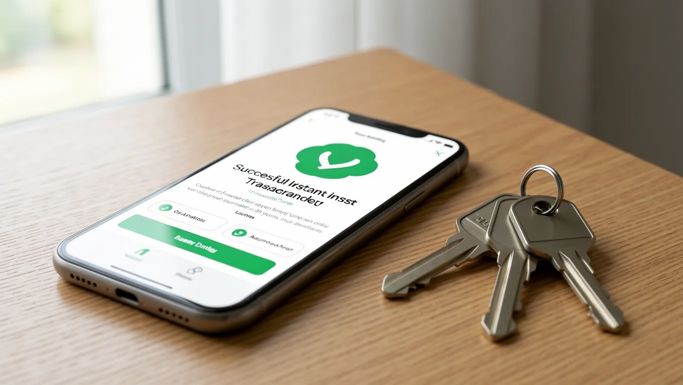 Smartphone showing an instant personal loans no credit check success message.