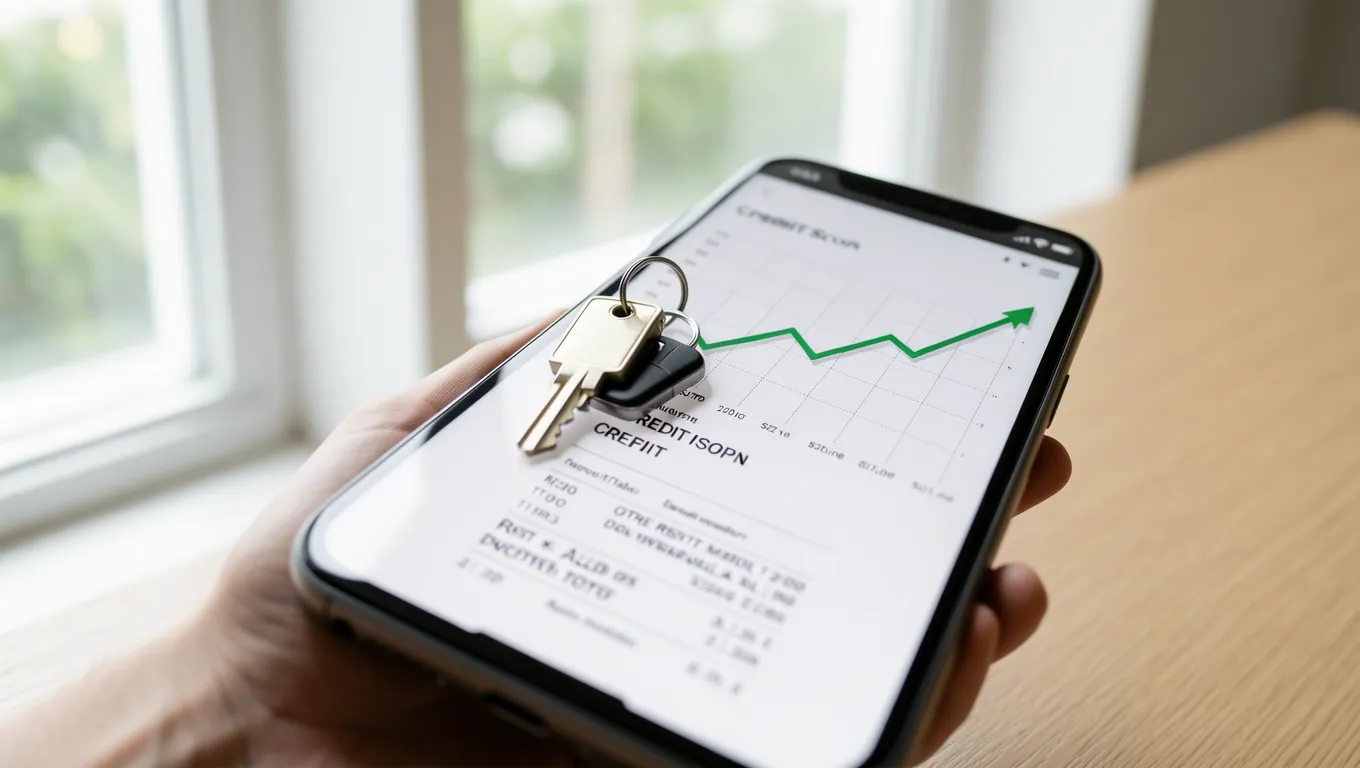 Smartphone showing credit score improvements for no credit check personal loans for bad credit