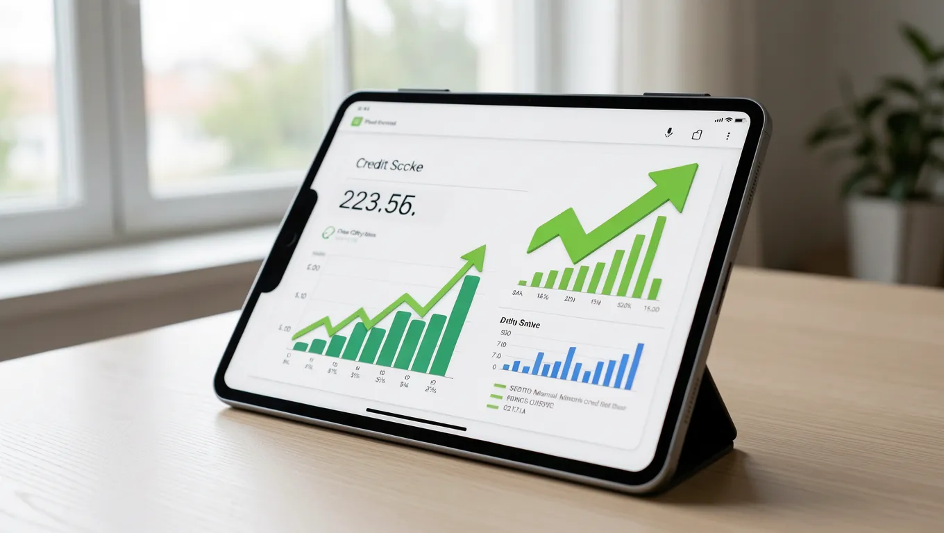 Digital credit score dashboard showing financial progress for online personal loans for bad credit