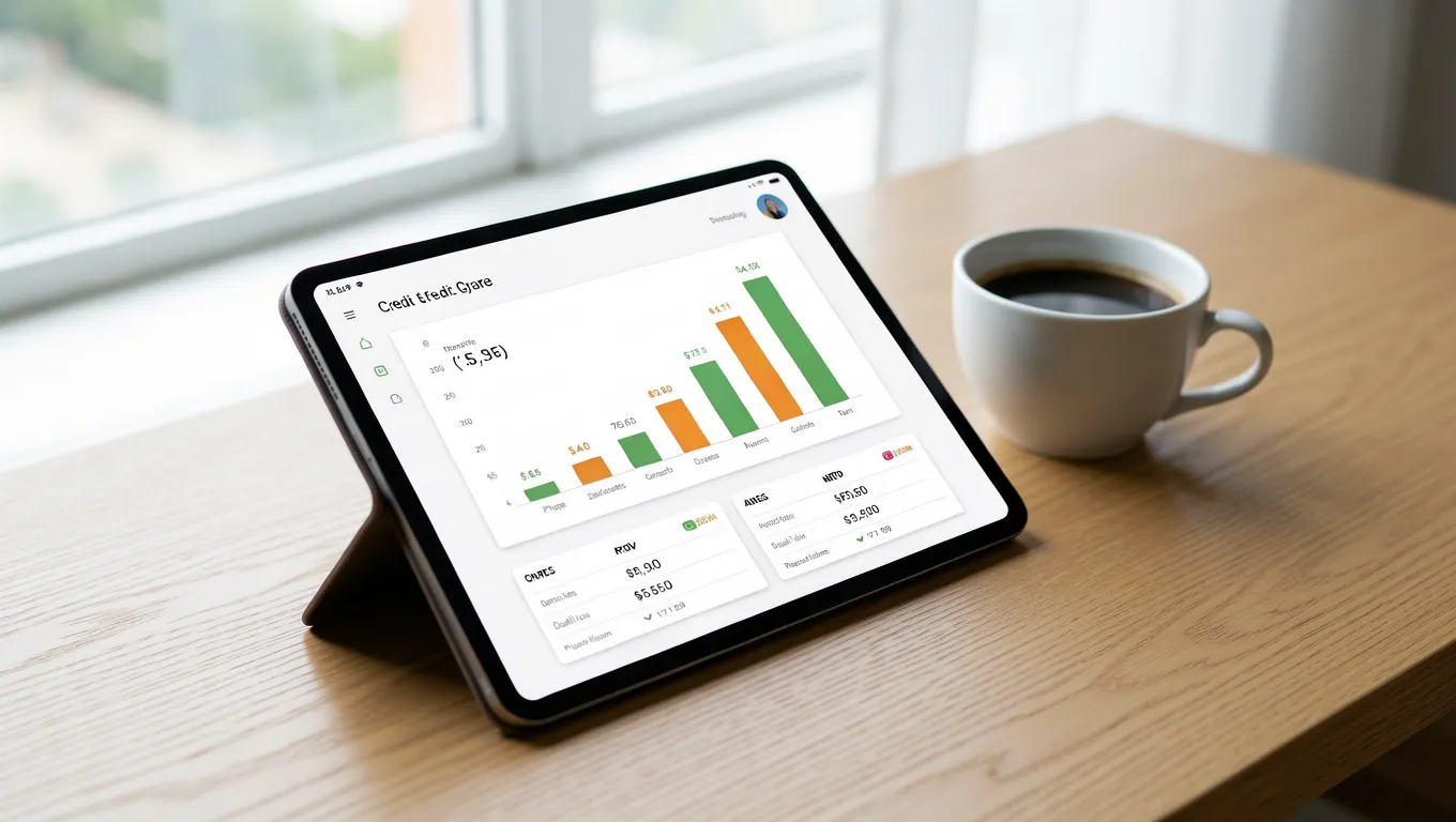 Credit score dashboard displaying financial progress for personal loans for bad credit no collateral