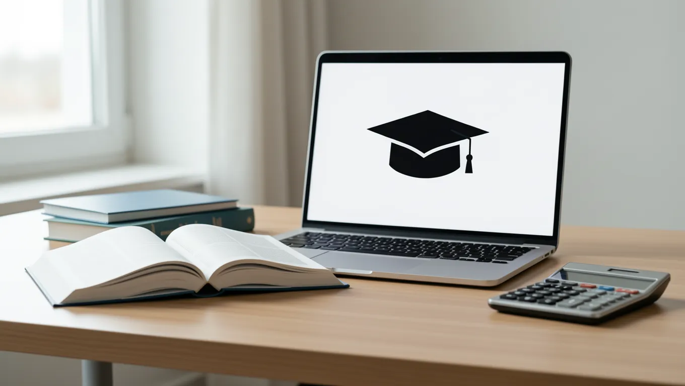 Close up of study materials on a desk for personal loans for tuition financing