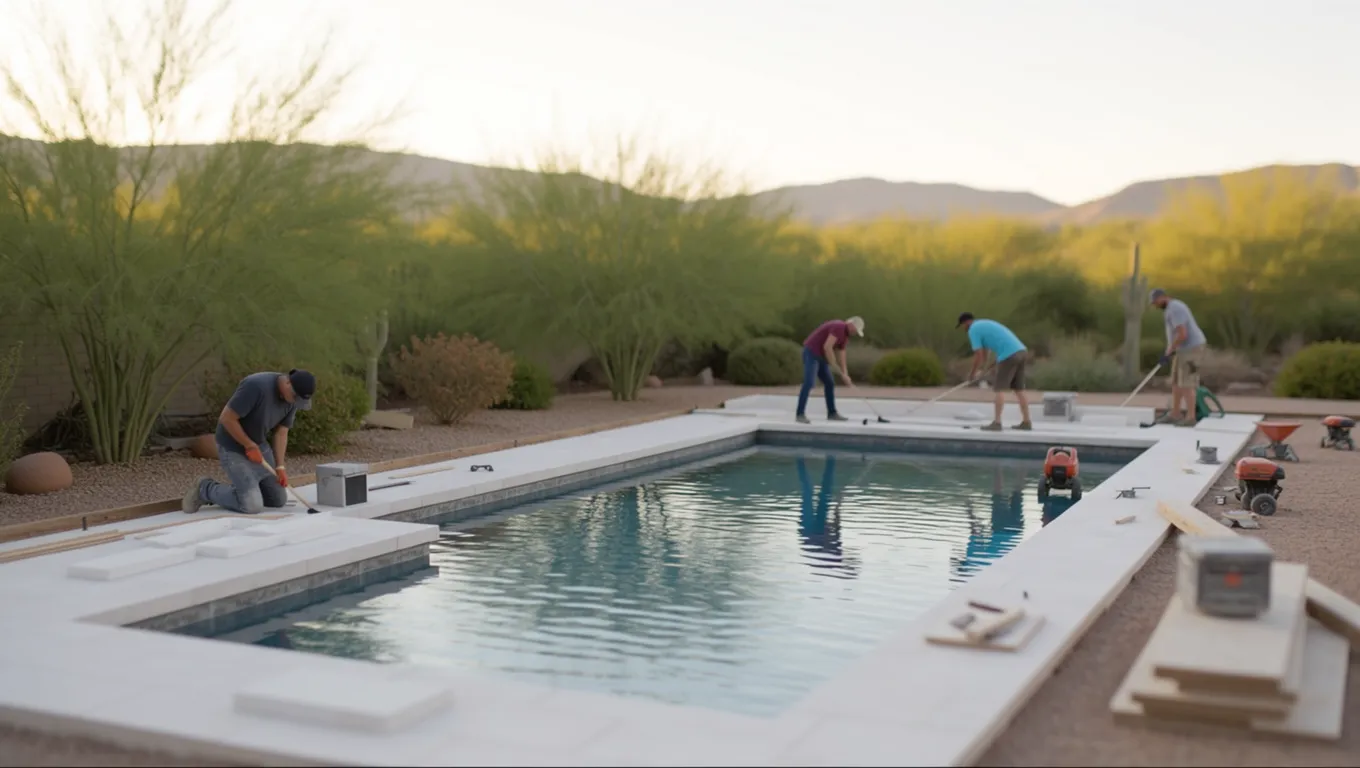 Luxury backyard pool installation funded by personal loans up to 50000.
