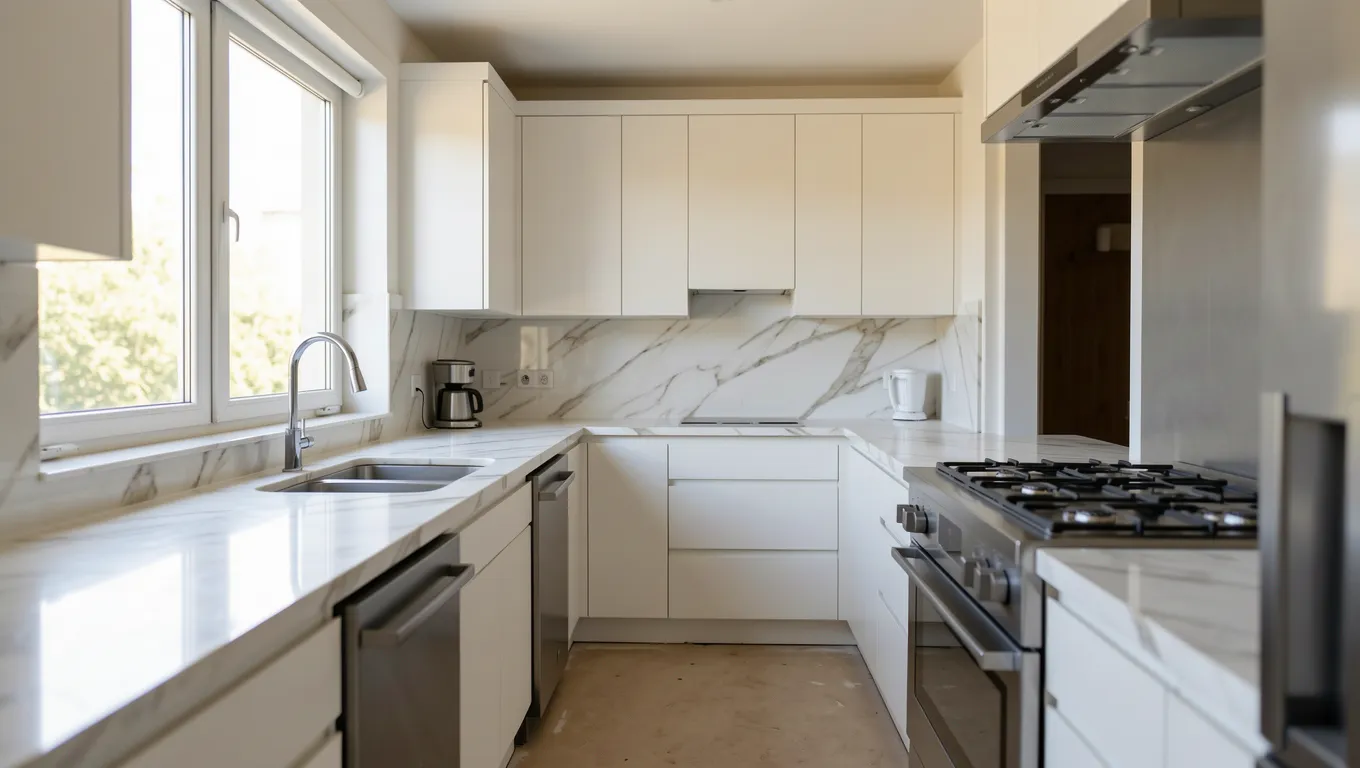 A modern kitchen renovation project using purpose based loans for home improvement.