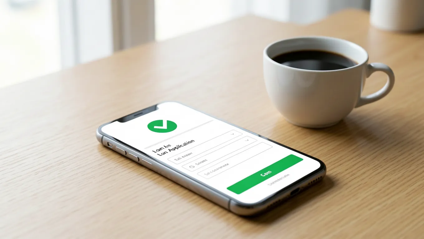 Smartphone showing quick personal loans online application interface