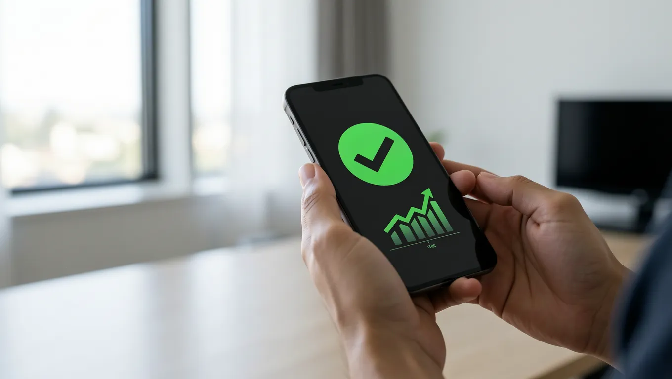 A person checking their same day personal loans for bad credit status on a mobile phone.